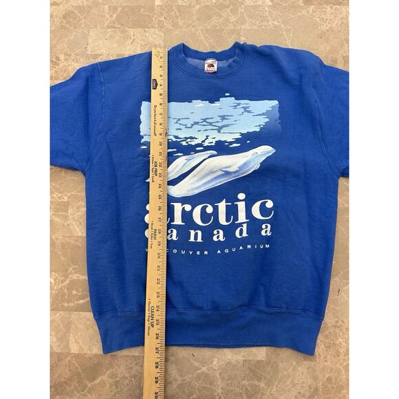 Vintage 90s Canadian Arctic Vancouver Aquarium Wildlife Long Sleeve Sweatshirt L - Picture 4 of 5